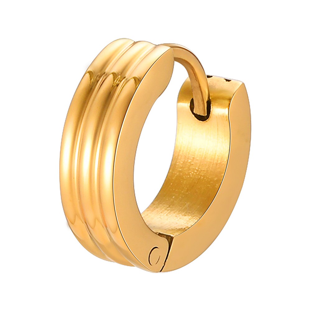 Grooved Hoop Earrings for Men Boys,Stainless Steel Anti Allergy Goth Ear Jewelry