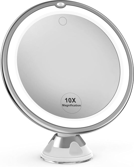 10X LED Lighted Portable Makeup Mirror Magnifying with Locking Suction Cup USA