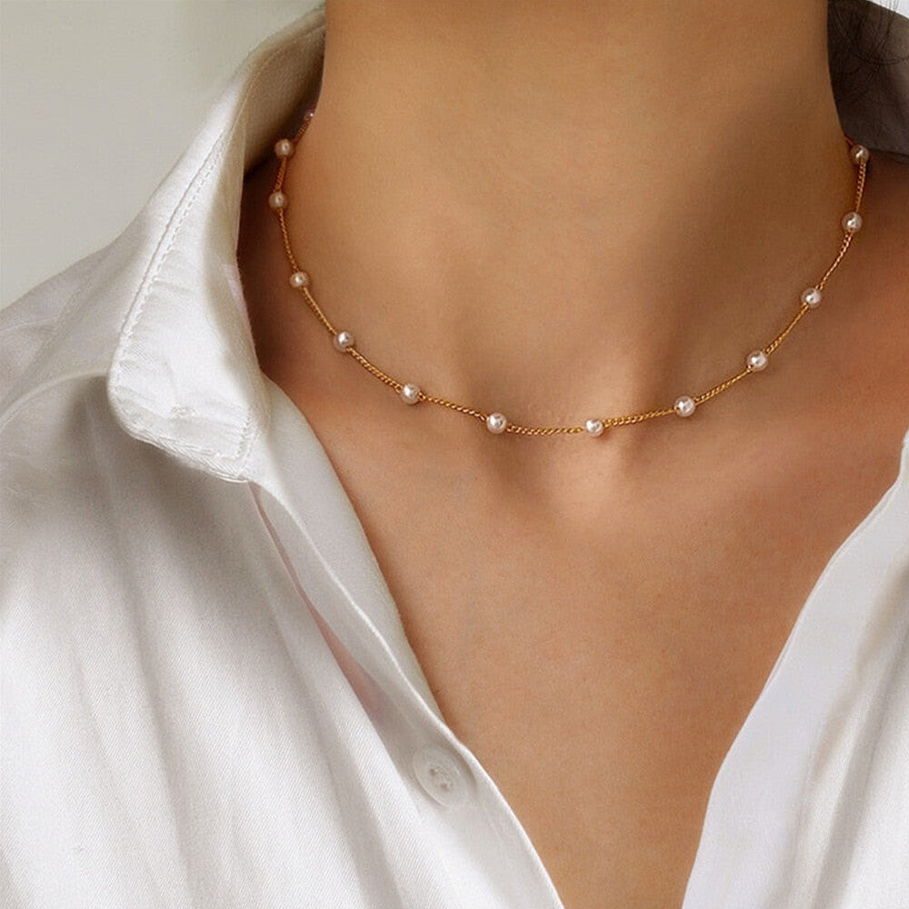 Women Fashion Pearl Choker Chain Necklace Weddings Charm Party Jewlery Gift New