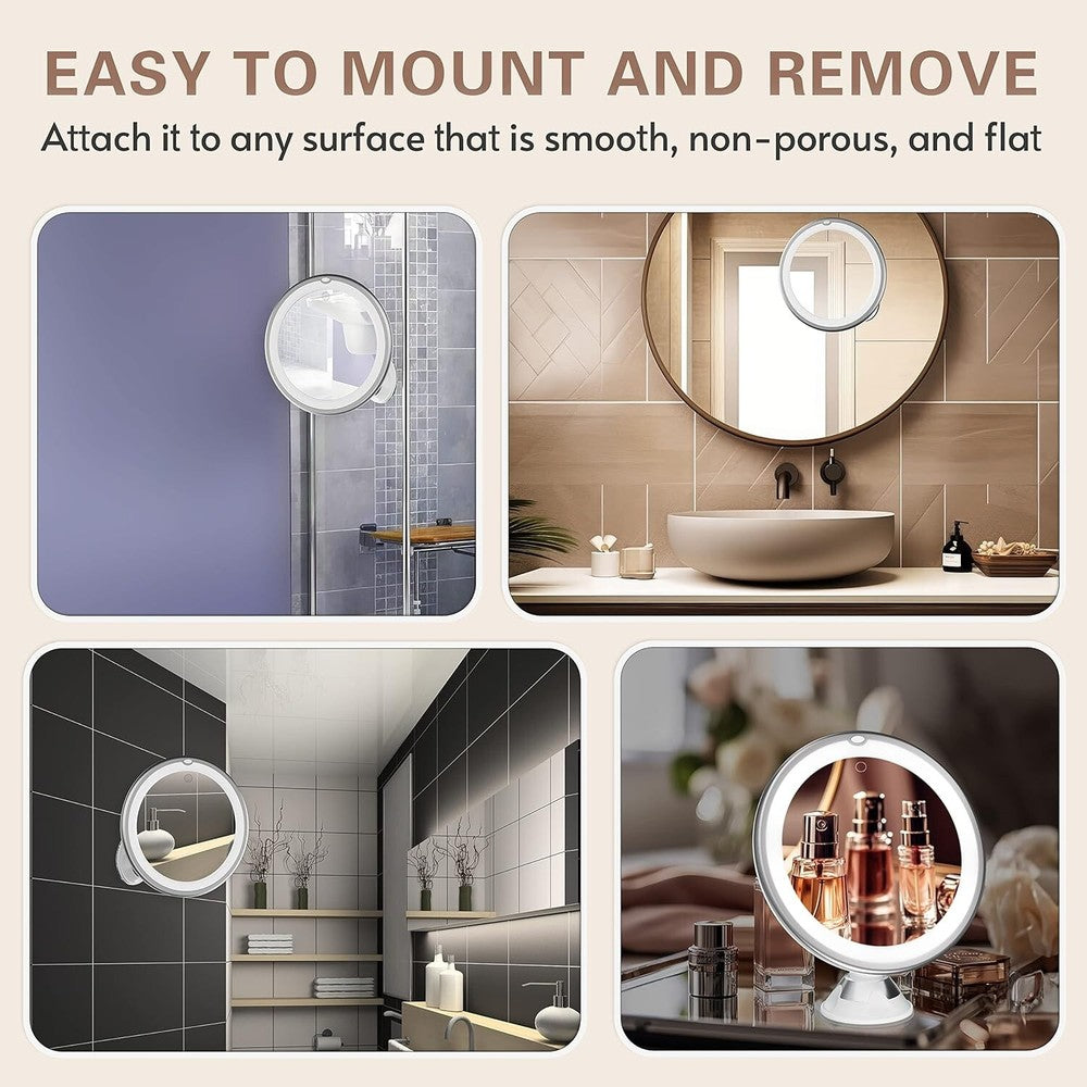 10X LED Lighted Portable Makeup Mirror Magnifying with Locking Suction Cup USA
