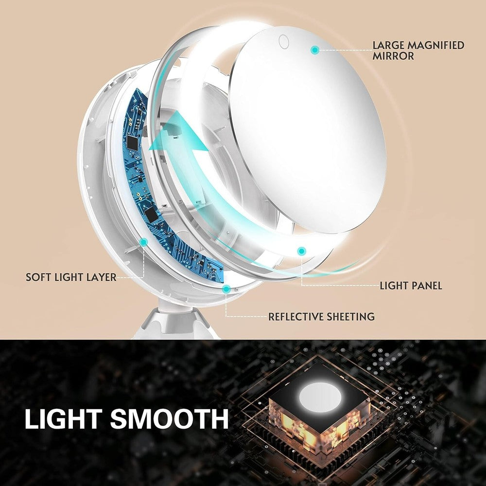 10X LED Lighted Portable Makeup Mirror Magnifying with Locking Suction Cup USA