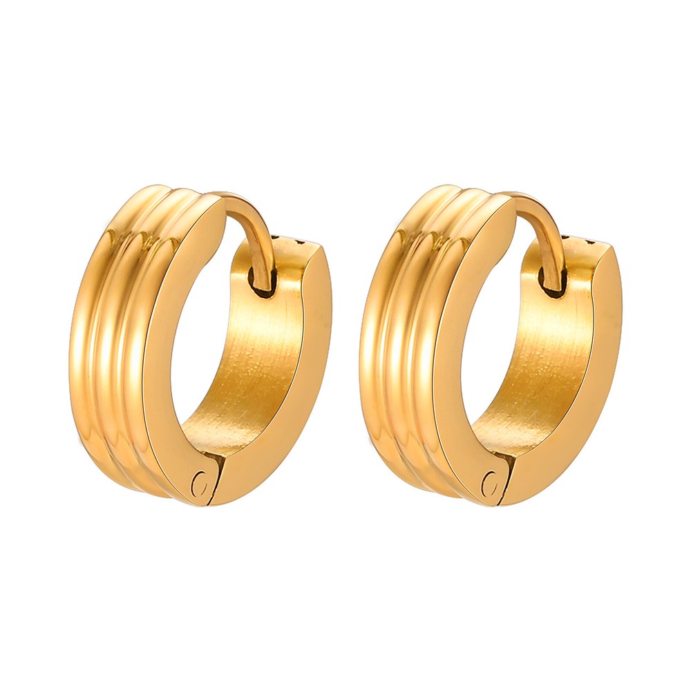 Grooved Hoop Earrings for Men Boys,Stainless Steel Anti Allergy Goth Ear Jewelry