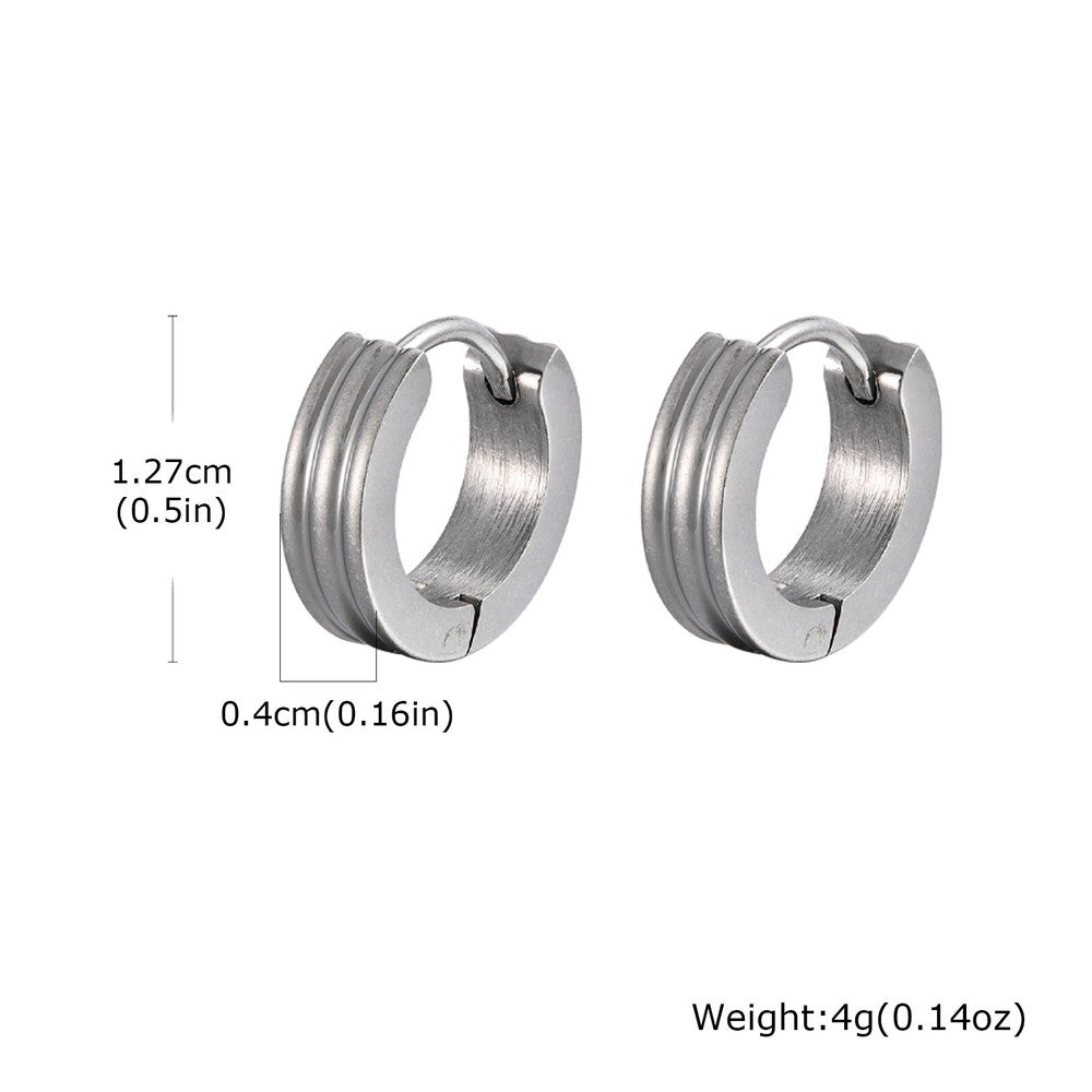 Grooved Hoop Earrings for Men Boys,Stainless Steel Anti Allergy Goth Ear Jewelry
