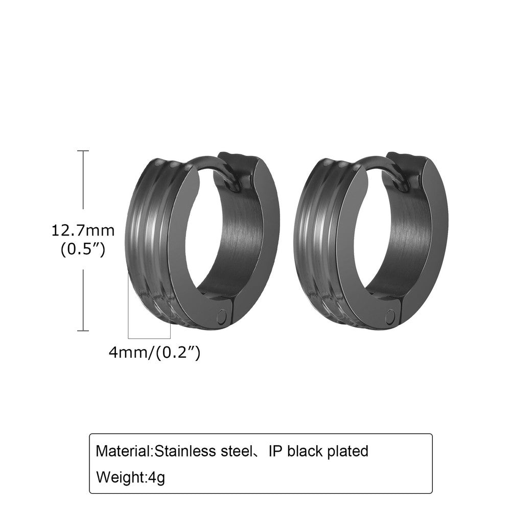 Grooved Hoop Earrings for Men Boys,Stainless Steel Anti Allergy Goth Ear Jewelry