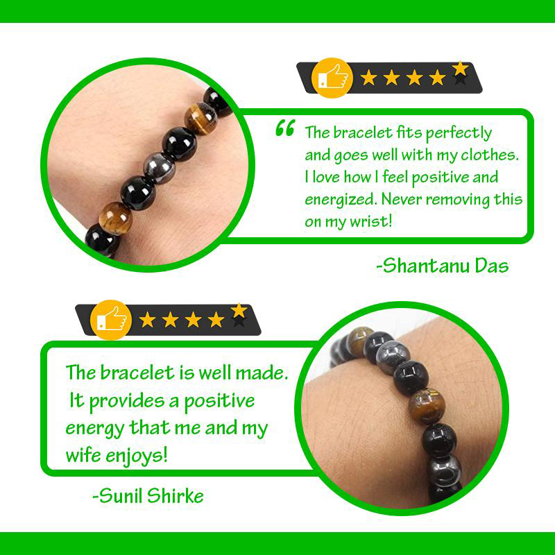 Energy Healing Stretch Bracelet Natural Stone Hematite Tiger Eye Unisex Jewelry
