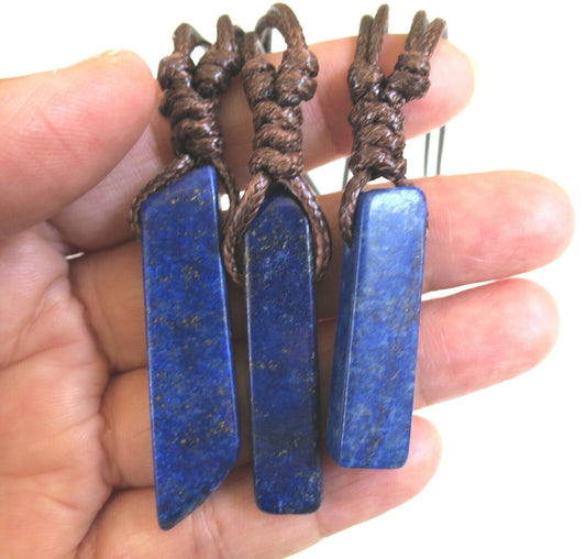 Men's Crystal Necklace, Natural Lapis Lazuli Slab Stone Necklace, gemstone