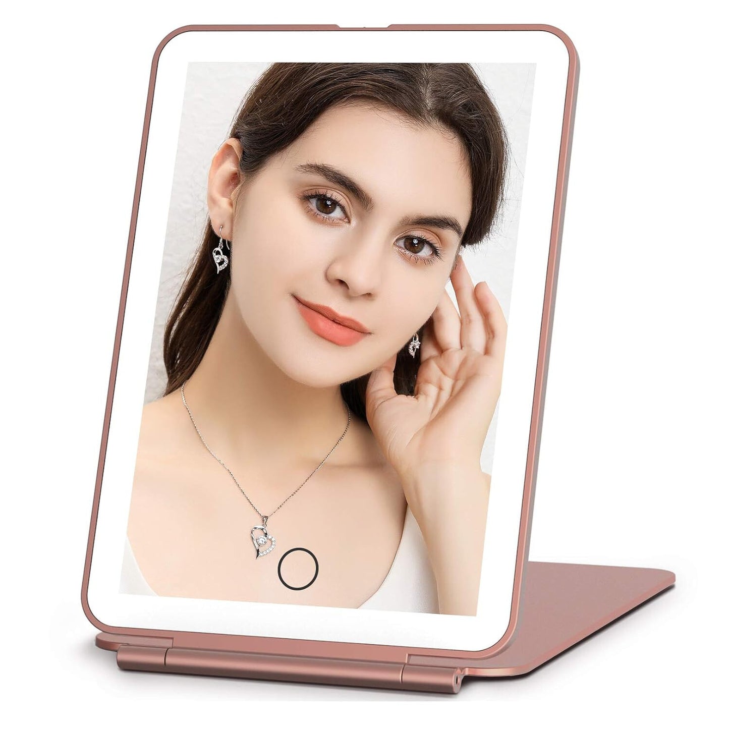 Rechargeable Makeup Mirror Lighted Travel Portable Tabletop LED Foldable Mirror