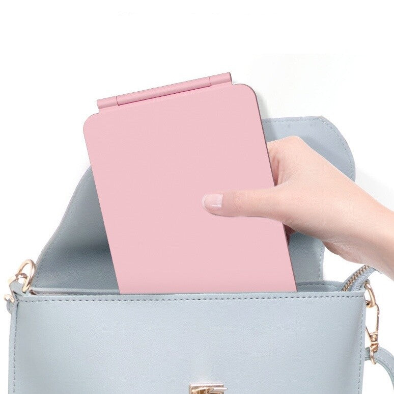 Rechargeable Makeup Mirror Lighted Travel Portable Tabletop LED Foldable Mirror