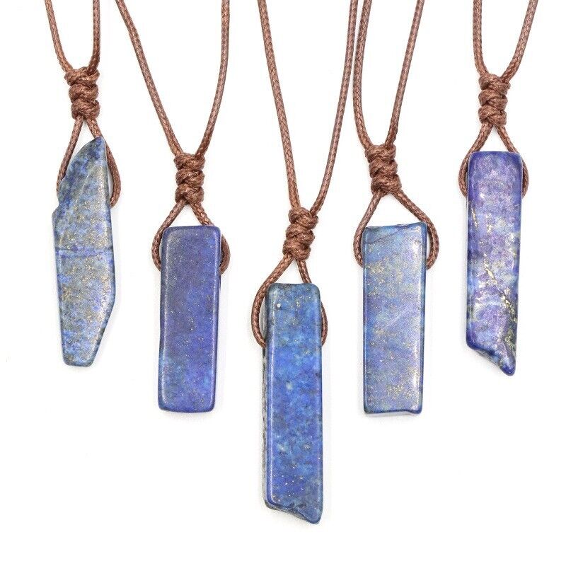 Men's Crystal Necklace, Natural Lapis Lazuli Slab Stone Necklace, gemstone