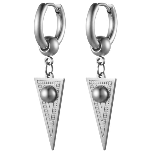 2pcs Stainless Steel Geometric Triangle Drop Dangle Unisex Huggie Hoop Earrings