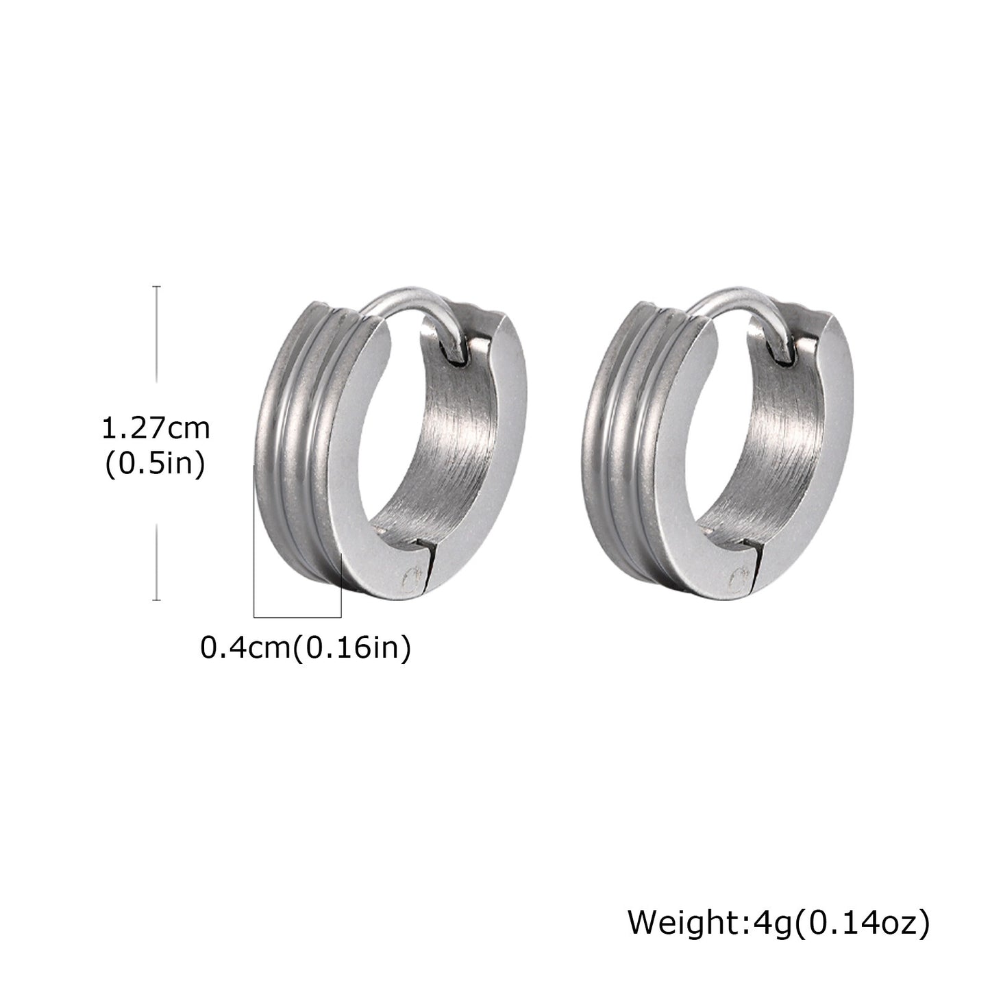 Grooved Hoop Earrings for Men Boys,Stainless Steel Anti Allergy Goth Ear Jewelry