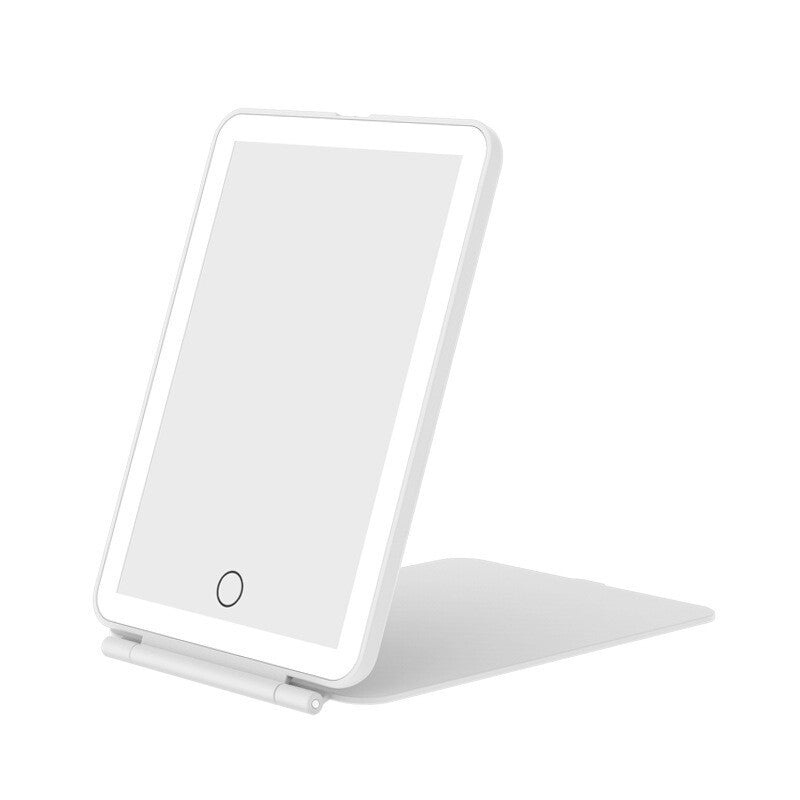 Rechargeable Makeup Mirror Lighted Travel Portable Tabletop LED Foldable Mirror