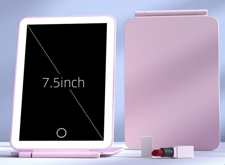 Rechargeable Makeup Mirror Lighted Travel Portable Tabletop LED Foldable Mirror