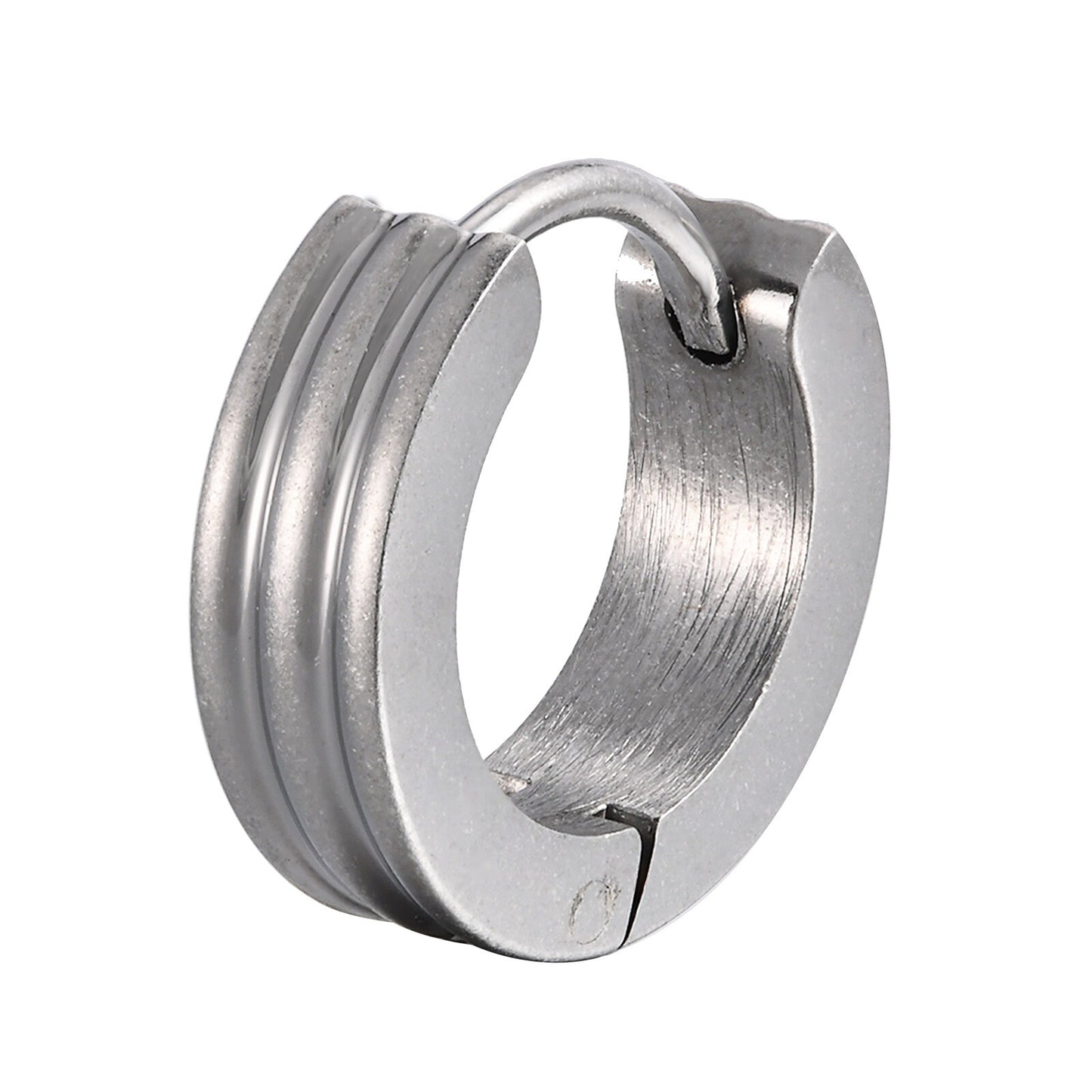 Grooved Hoop Earrings for Men Boys,Stainless Steel Anti Allergy Goth Ear Jewelry