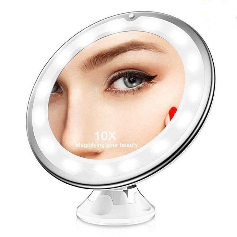 10X LED Lighted Portable Makeup Mirror Magnifying with Locking Suction Cup USA